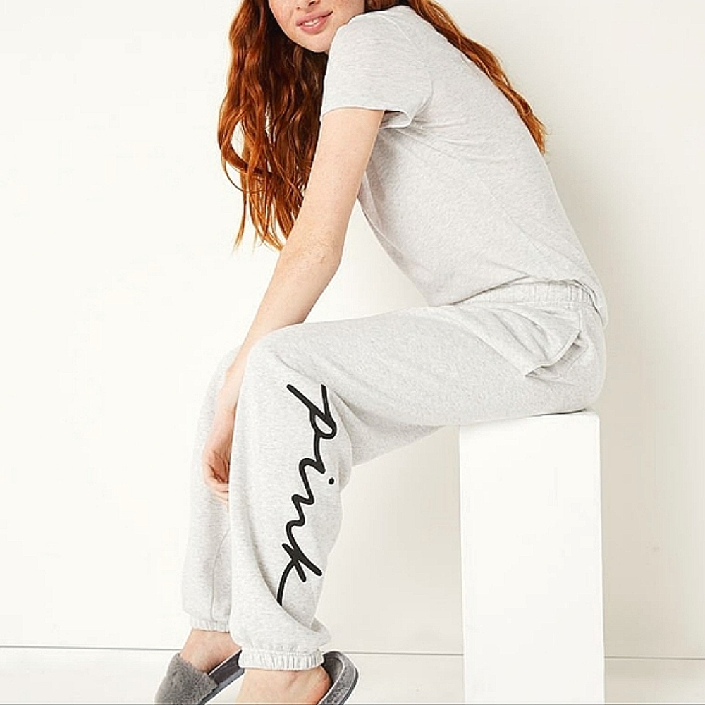 VS PINK Grey Script Outfit Set NWT